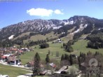 Archiv Foto Webcam Sicht vom Kinderhotel Oberjoch aus auf das Skigebiet gegenüber 13:00