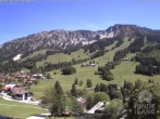 Archiv Foto Webcam Sicht vom Kinderhotel Oberjoch aus auf das Skigebiet gegenüber 13:00