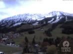 Archived image Webcam View of the kids hotel Oberjoch at the slopes in front 15:00