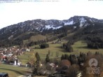 Archiv Foto Webcam Sicht vom Kinderhotel Oberjoch aus auf das Skigebiet gegenüber 13:00