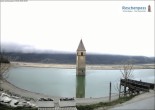 Archived image Webcam Lake Resia and the symbol of Venosta Valley 07:00