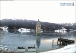 Archived image Webcam Lake Resia and the symbol of Venosta Valley 07:00