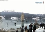 Archived image Webcam Lake Resia and the symbol of Venosta Valley 11:00