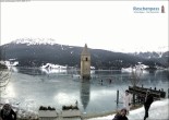 Archived image Webcam Lake Resia and the symbol of Venosta Valley 13:00