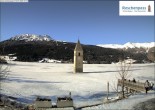 Archiv Foto Webcam Reschensee mit versunkenem Turm 09:00