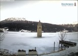 Archived image Webcam Lake Resia and the symbol of Venosta Valley 07:00