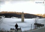 Archiv Foto Webcam Reschensee mit versunkenem Turm 07:00