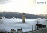 Archiv Foto Webcam Reschensee mit versunkenem Turm 07:00