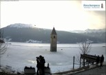 Archiv Foto Webcam Reschensee mit versunkenem Turm 15:00