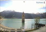 Archiv Foto Webcam Reschensee mit versunkenem Turm 17:00