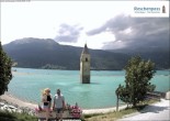Archiv Foto Webcam Reschensee mit versunkenem Turm 13:00