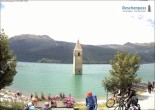 Archiv Foto Webcam Reschensee mit versunkenem Turm 13:00