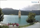 Archiv Foto Webcam Reschensee mit versunkenem Turm 19:00