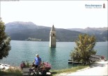Archiv Foto Webcam Reschensee mit versunkenem Turm 13:00