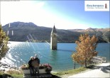 Archiv Foto Webcam Reschensee mit versunkenem Turm 15:00