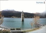 Archiv Foto Webcam Reschensee mit versunkenem Turm 13:00