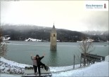 Archiv Foto Webcam Reschensee mit versunkenem Turm 14:00