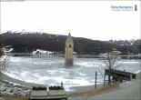 Archiv Foto Webcam Reschensee mit versunkenem Turm 07:00