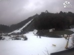 Archived image Webcam Winterberg: View to Ski Jumping Hill from Quick Jet 13:00