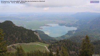 Herzogstand: Blick über den Kochelsee ins Oberland